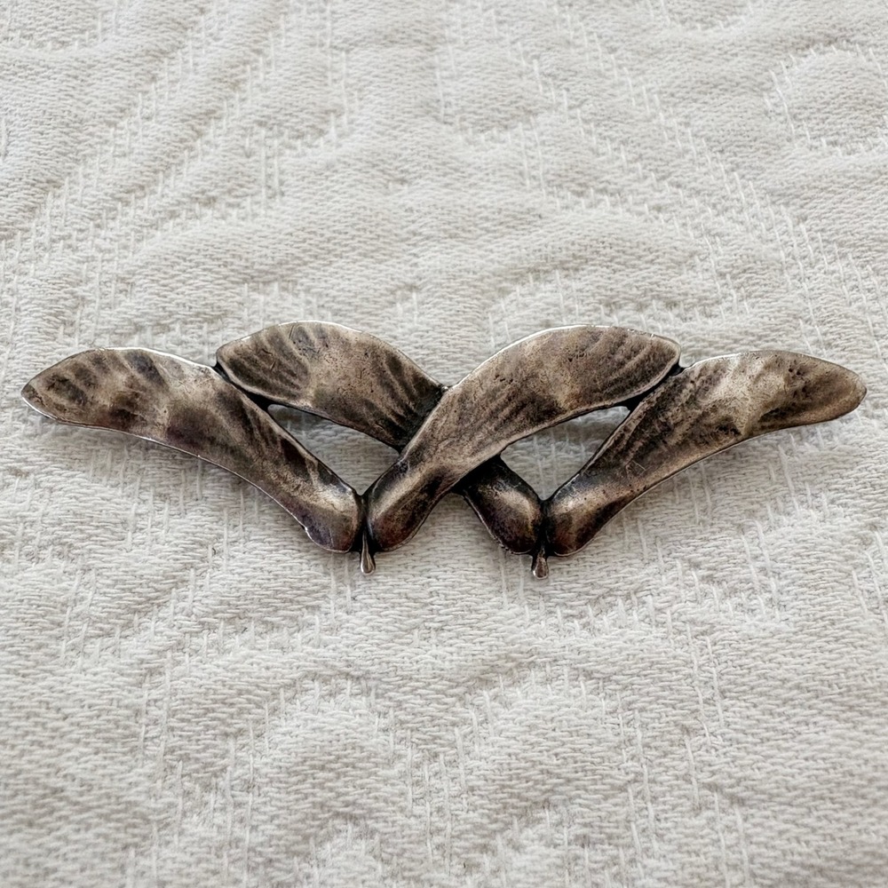 Vintage Jo Michels Sterling Silver Samara Maple Seed Pod Pin Brooch - Picture 7 of 7